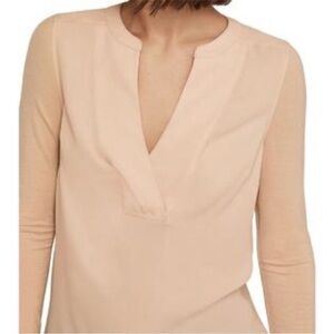 BCBGMaxAzria | Maclura Knit Long Sleeve Blouse | Bare Pink | Size Large